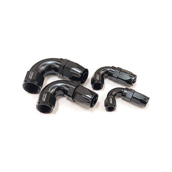 120 DEGREE FULL FLOW BRAIDED HOSE END -4AN TO -10AN