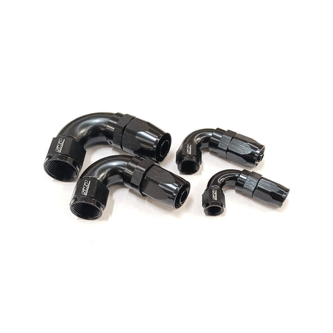 120 DEGREE FULL FLOW BRAIDED HOSE END -4AN TO -10AN