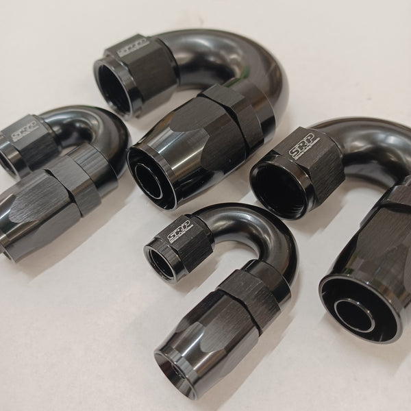 180 DEGREE FULL FLOW BRAIDED HOSE END -4AN TO -10AN