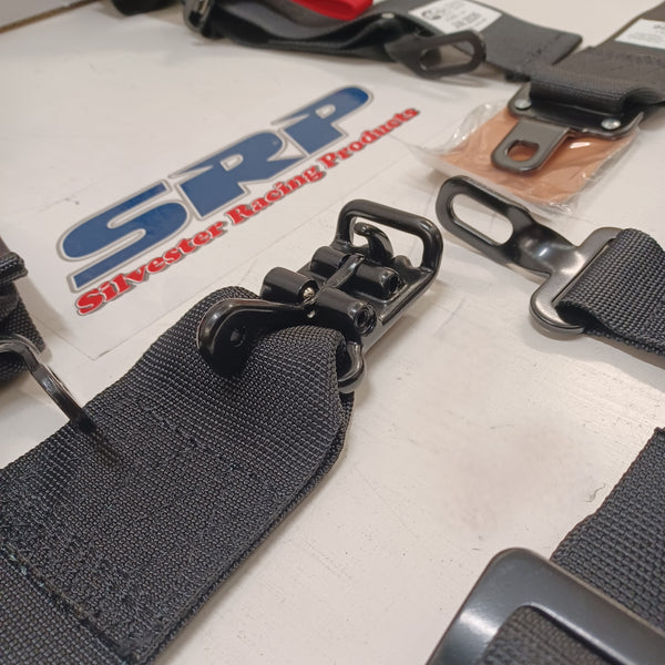 SSE 5 Point Lever Latch Race Harness 2" Shoulder Black with Ratchet