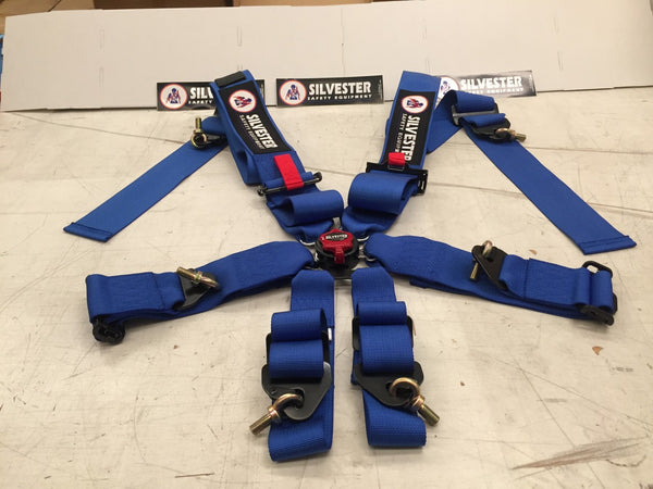 SSE 6 Point Race Harness Camlock Black/Blue/Red FIA