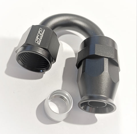 ALLOY PTFE FITTING BLACK 180 degree