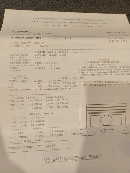 FORGED ENGINE REBUILD PACKAGE SR20DET