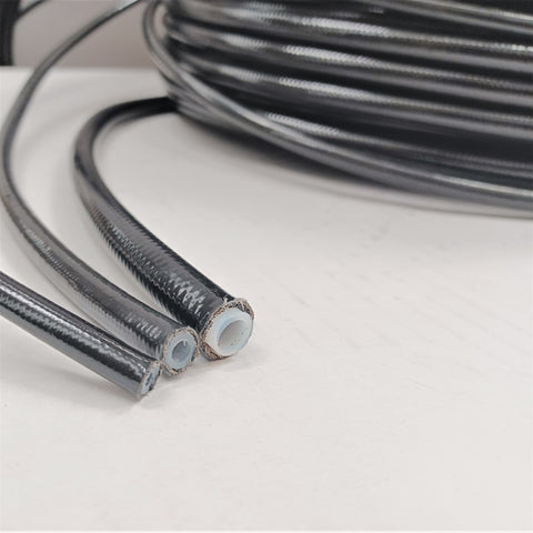 SRP PTFE STAINLESS STEEL BRAIDED HOSE - BLACK PVC COVER