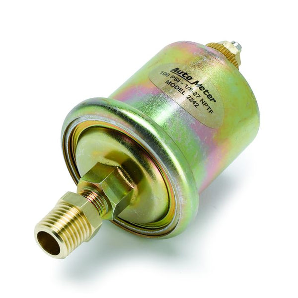 AUTOMETER SENSOR, OIL PRESSURE, 0-100 PSI, 1/8" NPT MALE, FOR SHORT SWEEP ELEC. 2242