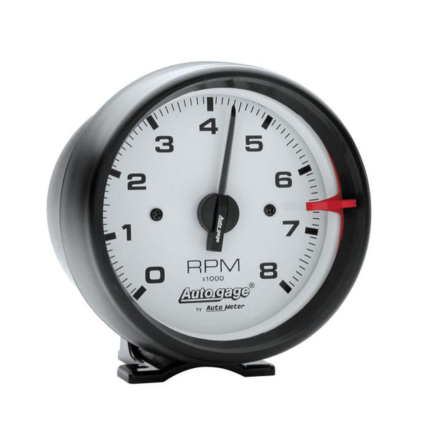 AUTOMETER 3-3/4" PEDESTAL tachometer, 0-8,000 RPM, WHITE/BLACK, AUTO GAGE 2303