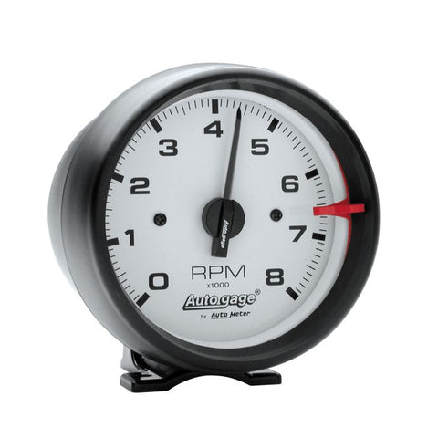 AUTOMETER 3-3/4" PEDESTAL tachometer, 0-8,000 RPM, WHITE/BLACK, AUTO GAGE 2303