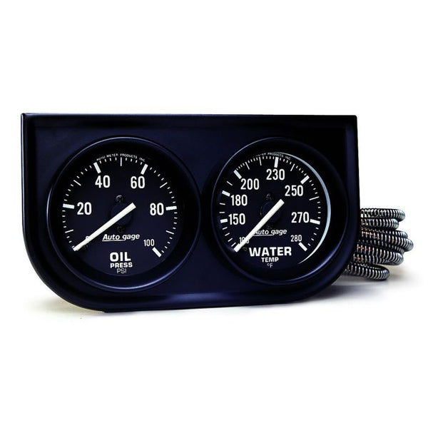 AUTOGAUGE GAUGE CONSOLE, OILP/WTMP, 2-1/16", 100 PSI/280 °F, BLK DIAL, BLK BZL, FULL SWEEP 2392