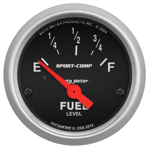 AUTOMETER 2-1/16" FUEL LEVEL, 0-90 Ω, AIR-CORE, SSE, SPORT-COMP 3314