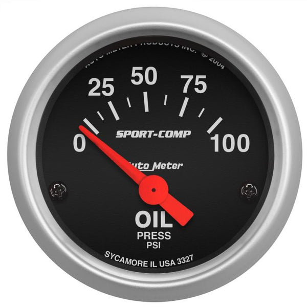 AUTOMETER 2-1/16" OIL PRESSURE, 0-100 PSI, AIR-CORE, SPORT-COMP 3327
