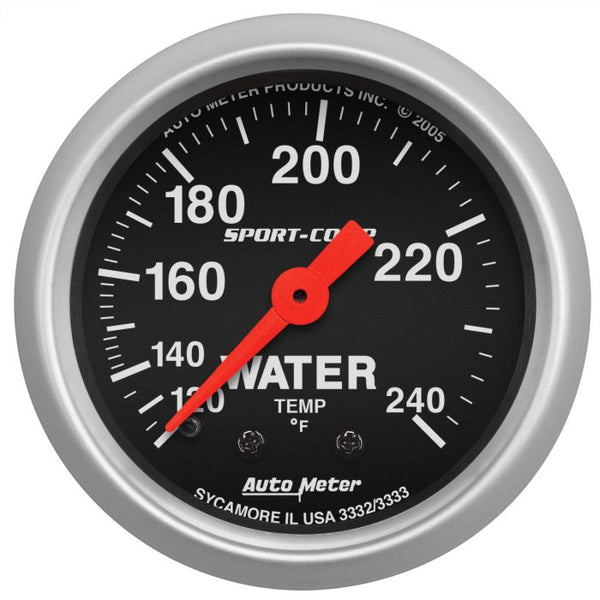 AUTOMETER 2-1/16" WATER TEMPERATURE, 120-240 °F, 6 FT., MECHANICAL, SPORT-COMP 3332