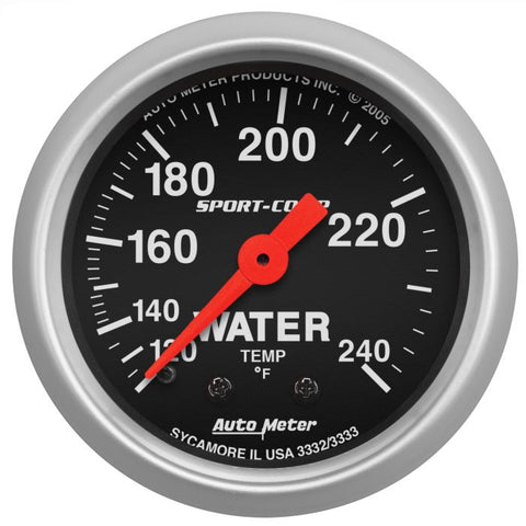 AUTOMETER 2-1/16" WATER TEMPERATURE, 120-240 °F, 6 FT., MECHANICAL, SPORT-COMP 3332