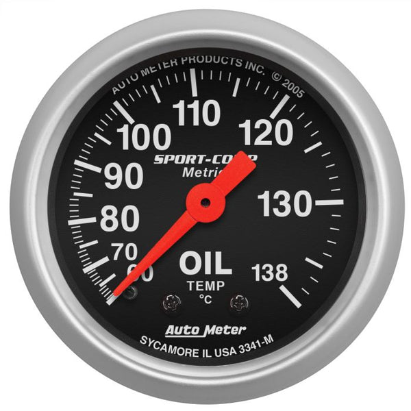 AUTOMETER 2-1/16" OIL TEMPERATURE, 60-140 °C, 6 FT., MECHANICAL,, SPORT-COMP 3341-M