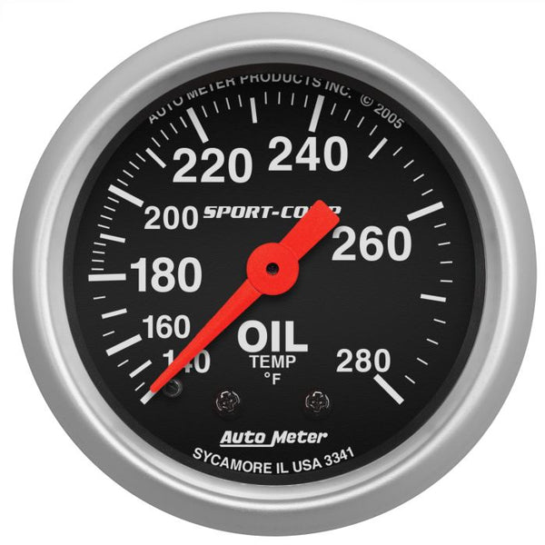 AUTOMETER 2-1/16" OIL TEMPERATURE, 140-280 °F, 6 FT., MECHANICAL, SPORT-COMP 3341