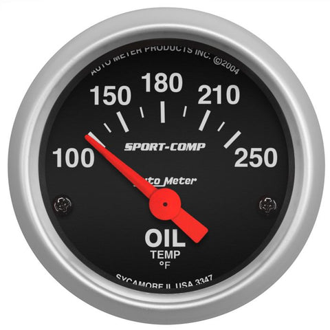 AUTOMETER 2-1/16" OIL TEMPERATURE, 100-250 °F, AIR-CORE, SPORT-COMP 3347
