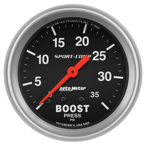 AUTOMETER 2-5/8" BOOST, 0-35 PSI, MECHANICAL, SPORT-COMP 3404