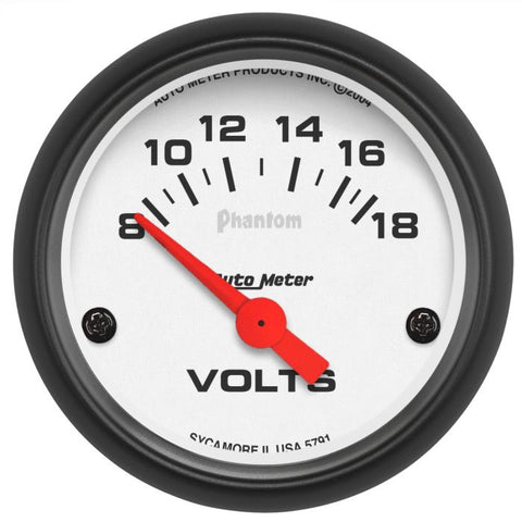 AUTOMETER 2-1/16" VOLTMETER, 8-18V, AIR-CORE, PHANTOM 5791