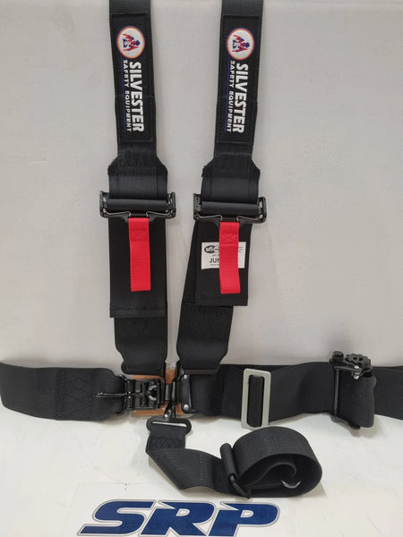 HARNESS SET LEVER LATCH 5PT RATCHET LEFT SIDE 2" SHOULDER 3" LAP BLACK