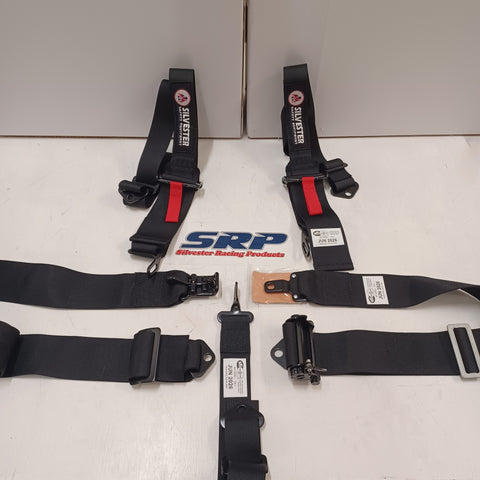 SSE 5 Point Lever Latch Race Harness 2" Shoulder Black with Ratchet