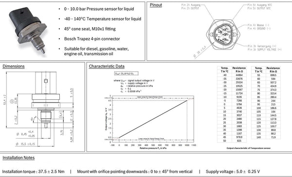 LINK Combined Pressure and Temperature Sensor 101-0184
